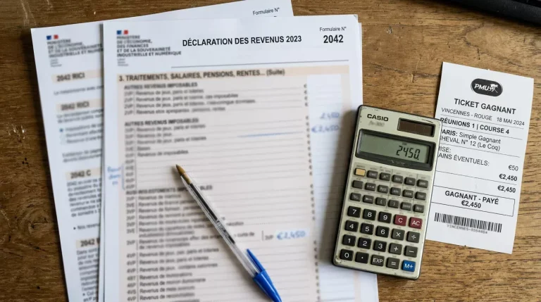 Formulaire de déclaration fiscale avec section gains de jeux et paris hippiques