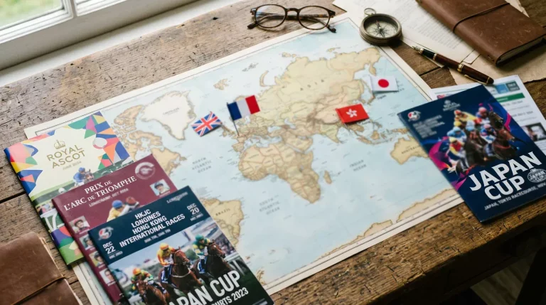 Carte du monde montrant les principaux marchés de paris hippiques avec drapeaux
